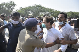 Lathicharged by cops says Rahul Gandhis march stopped at Yamuna Expressway