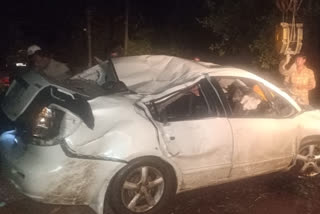 Car fall into stone quarry pits