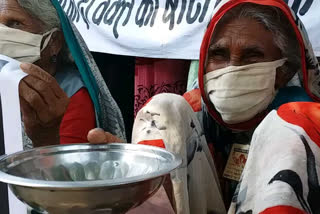 Bhopal: Gas-affected women protest on the occasion of International Elderly Day