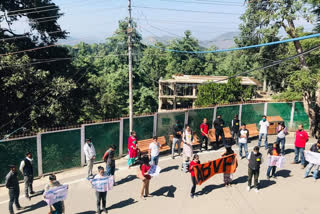 ABVP protests in HPU regarding Hathras case