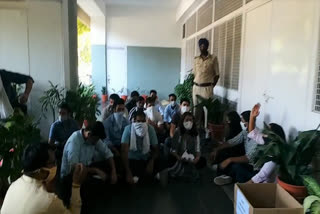 ABVP workers doing dharna at Punjab University