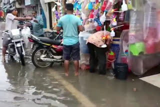 Rainwater flooded Motiganj market