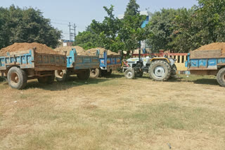 Police seized 4 vehicles of mining mafia in greater noida