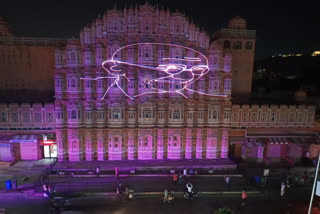laser light show on historic buildings