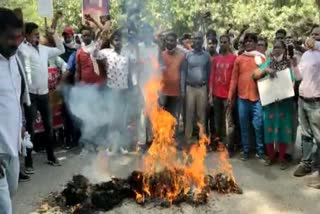 employees union protests vigorously in gurugram over hathras scandal