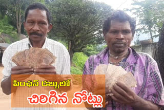 damaged Currency notes distribution to pension holders in manyam vizag district