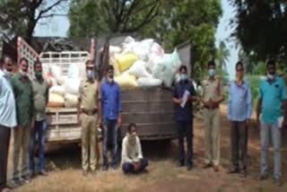 illegal transportation of ration rice seized at kurnavalli village in khammam district