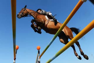 canada girl jumping like a horse