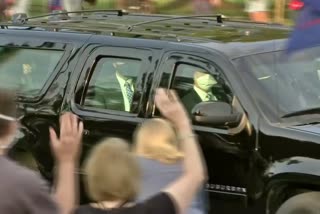 Trump drive by outside hospital