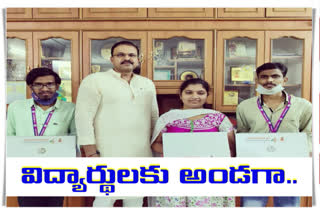 jd foundation chairman vv lakshmninarayana donate looptops to three blind students