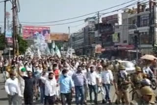 protest against lathi charge on jayant chaudhary in bijnor uttar pradesh