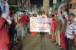 Tribute to hathras incident woman with candles rally at mydakuru Kadapa district