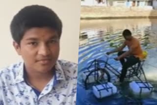 Boy discovered cycle for lake cleaning in Surapur