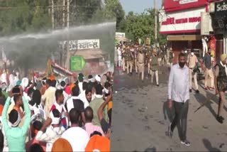 farmers going to dushyant chautala home stopped by police at barnala road sirsa