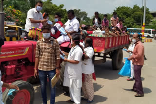 Protesters  distributed free mask to the public