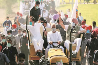 rahul gandhi tractor rally stopped at haryana border