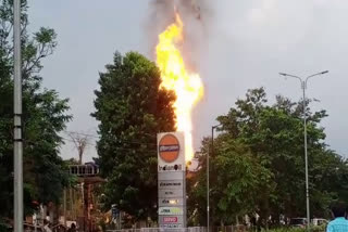 Explosion Rocks Filling Station Near Raj Bhawan In Bhubaneswar  Bhubaneswar  explosion  petrol pump station near Raj Bhawan  പെട്രോൾ പമ്പിൽ പൊട്ടിത്തെറി  സിറ്റി പോലീസ് കമ്മിഷണർ സുധാൻസു സാരംഗി  City Police Commissioner Sudhansu Sarangi  ഭുവനേശ്വരിൽ പമ്പിൽ പൊട്ടിത്തെറി