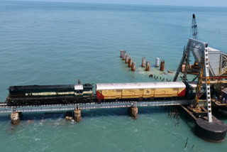 testing drive of train in pamban bridge