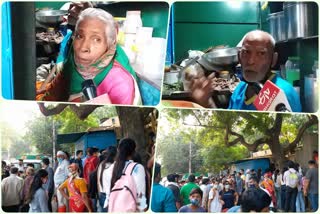 Long queues of people at Baba  ka Dhaba in malviya nagar