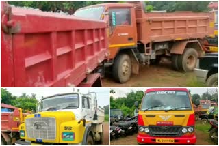 Illegal granite smuggling Six lorries seized  Six lorries seized  അനധികൃത കരിങ്കൽ കടത്ത്  ആറ് ലോറികള്‍ പിടികൂടി  വിജിലൻസ് പരിശോധന  ടി പി സുമേഷ്