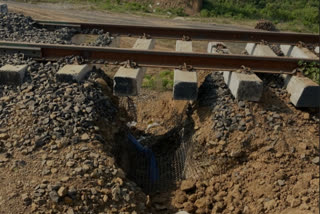 Collapsed soil under the rail track