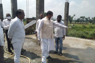 Speaker inspecting the construction work of the village Secretariat at Penubarti