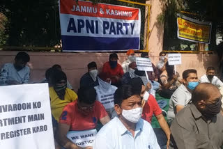 apni party protest in support of transporters in jammu