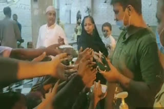 talent group distributed food, mask and sanitizer in the dargah