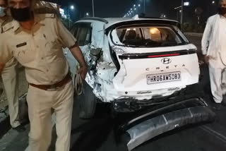 over speed car collided with divider in panipat