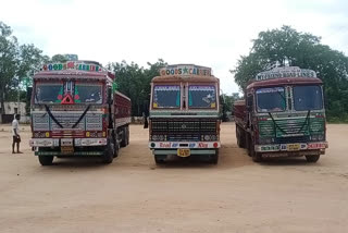 Seized three trucks moving sand illegally at sangareddy district