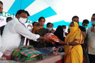 minister sabitha indrareddy distribute bathukamma sarees at jalpally in rangareddy district