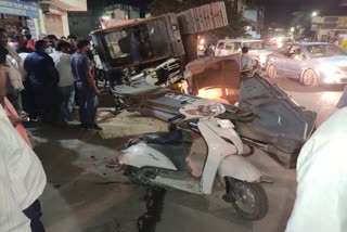 JCB overturned on road accident