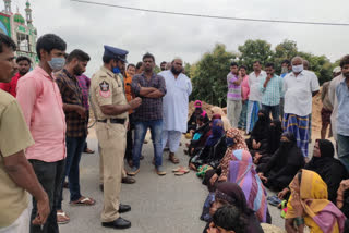 Villagers protest a