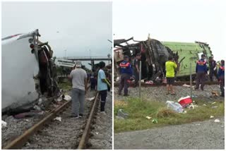bus and train collision in thailand