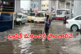 traffic diversons due to the heavy rain in hyderabad