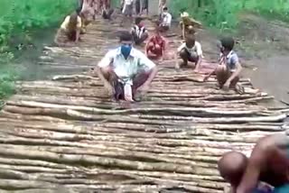 villagers build wooden road