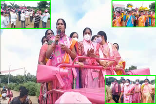 trs mla candidate sujatha campaigning in dubbaka constituency