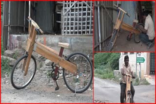 Madurai based carpenter makes wooden bicycle for his son