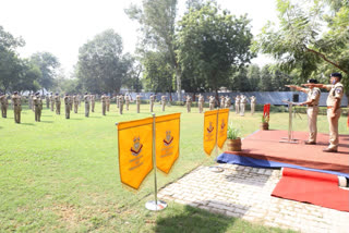 Commandant of RAF 103 battalion PK johri administered oath to make his soldiers aware of corona