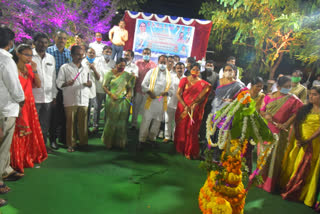 minister indrakaran reddy participated in bathukamma celebrations in nirmal district