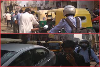 people facing traffic jam on ratiya marg in delhi