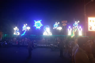 Corona Awareness in Dussehra Electric Lighting