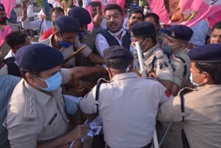 JCCJ demonstrated against Congress in Raipur