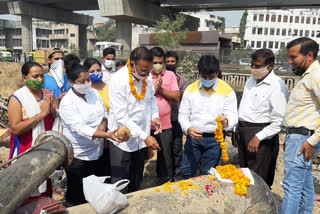 MLA inaugurated the water pipeline in moti nagar