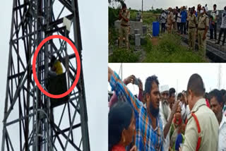 an young man got result attempt to climb a cell tower at last