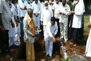 mla rajanna dora laid foundation to phc centre in tonam