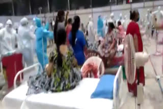 Patients perform Garba with with health workers