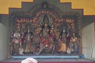 The B J block saltlake puja pandal is building this year as directed by the High Court