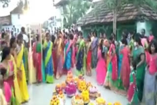 Saddula Bathukamma celebrations in Nizamabad