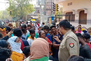 people blocked road